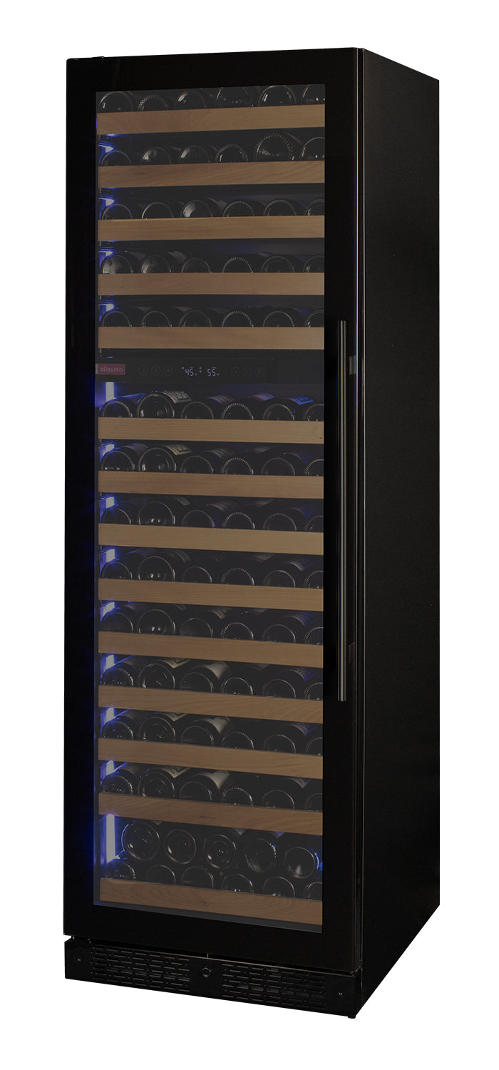 Allavino Reserva Series 154 Bottle Dual Zone Wine Refrigerator Cooler with Left Hinge Black Glass Door
