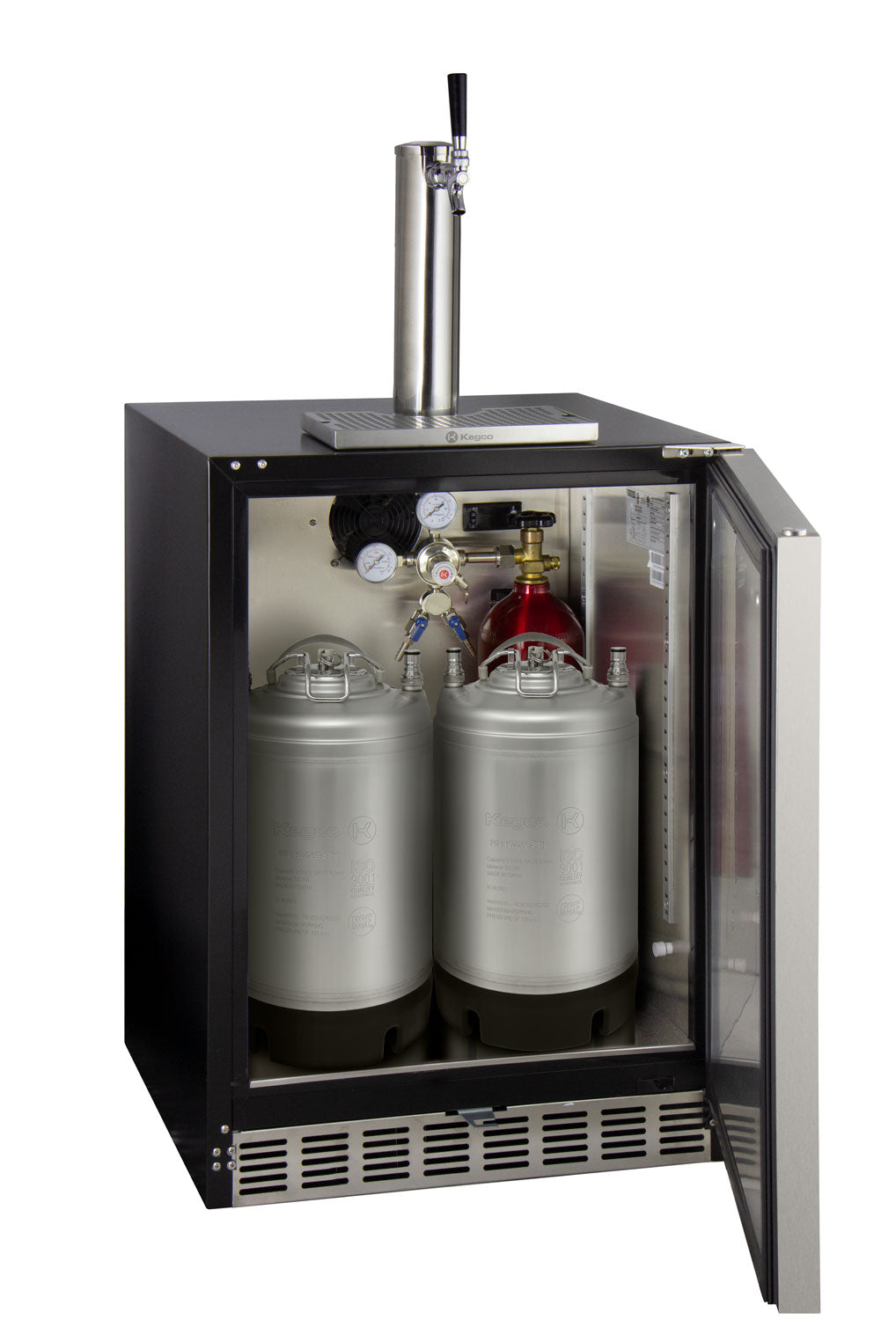 Kegco 24" Wide Single Tap Stainless Steel Built-In Right Hinge ADA Kegerator with Kit