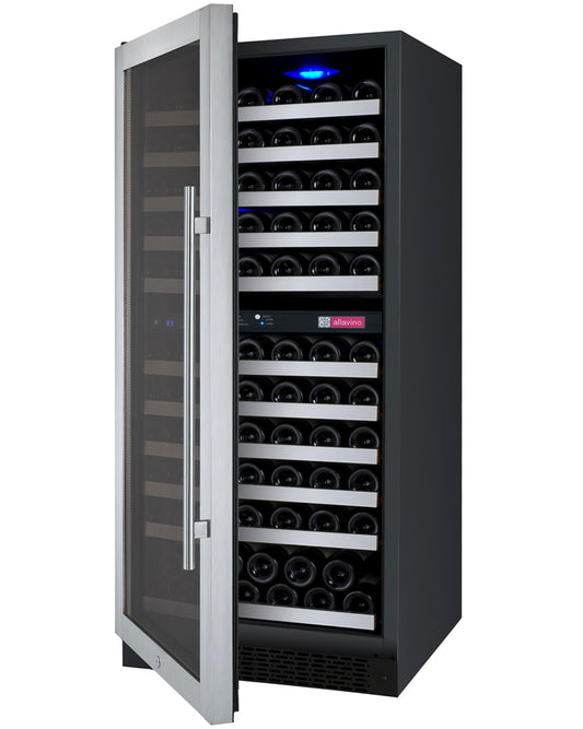 Allavino 24" Wide FlexCount II Tru-VinoDual Zone Stainless Steel Left Hinge Wine Refrigerator
