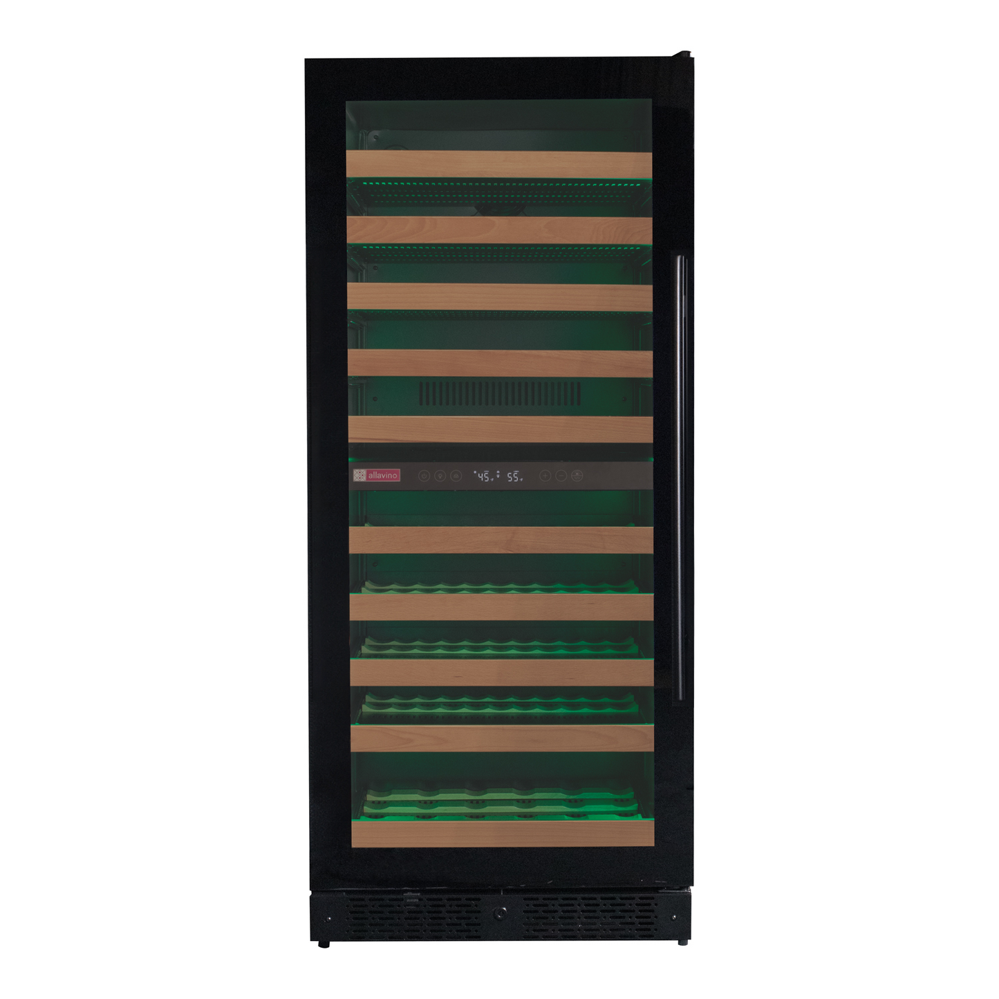 Allavino Reserva Series 119 Bottle 55" Tall Dual Zone Left Hinge Black Glass Wine Refrigerator