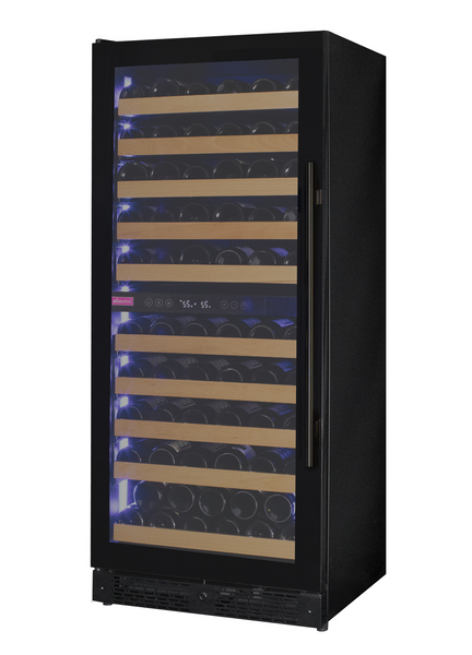 Allavino Reserva Series 119 Bottle 55 Tall Dual Zone Left Hinge Black Glass Wine Refrigerator