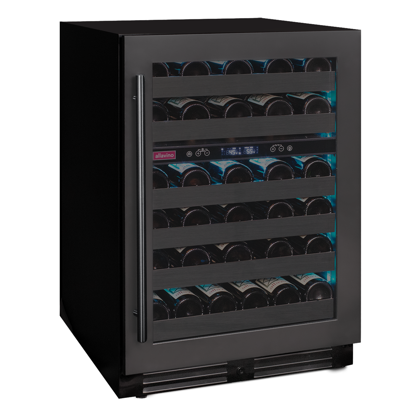 Allavino Reserva Series 50 Bottle Dual Zone Undercounter Wine Cooler Refrigerator with Black Stainless Steel Door- Right Hinge