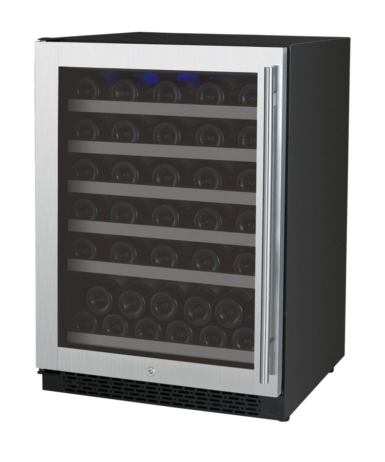 Allavino FlexCount Series 56 Bottle Single Zone Built -in Wine Cooler Refrigerator with Stainless Steel Door-Left Hinge