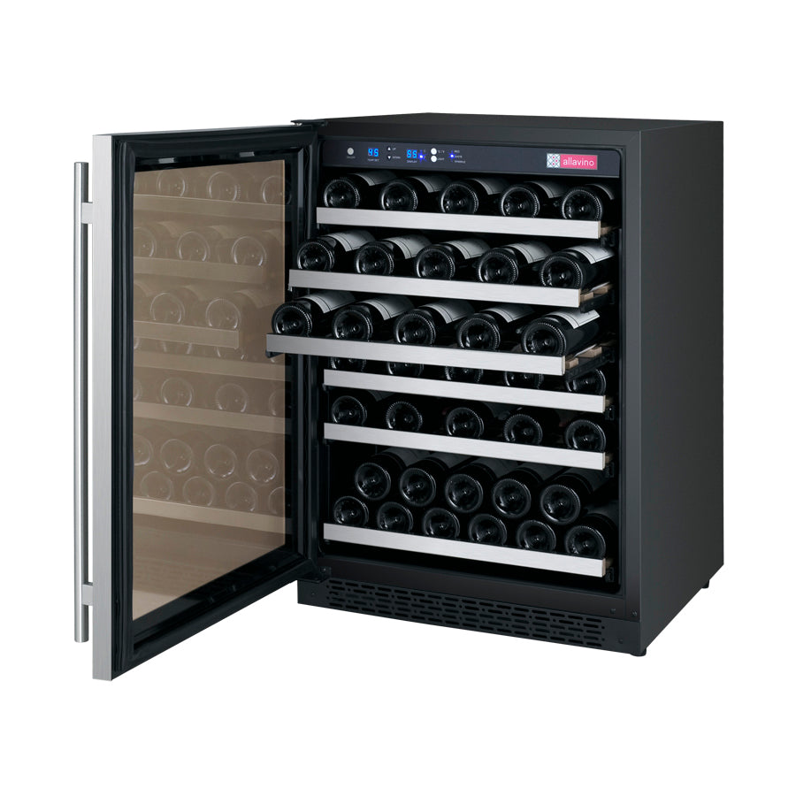 Allavino FlexCount Series 56 Bottle Single Zone Built -in Wine Cooler Refrigerator with Stainless Steel Door-Left Hinge