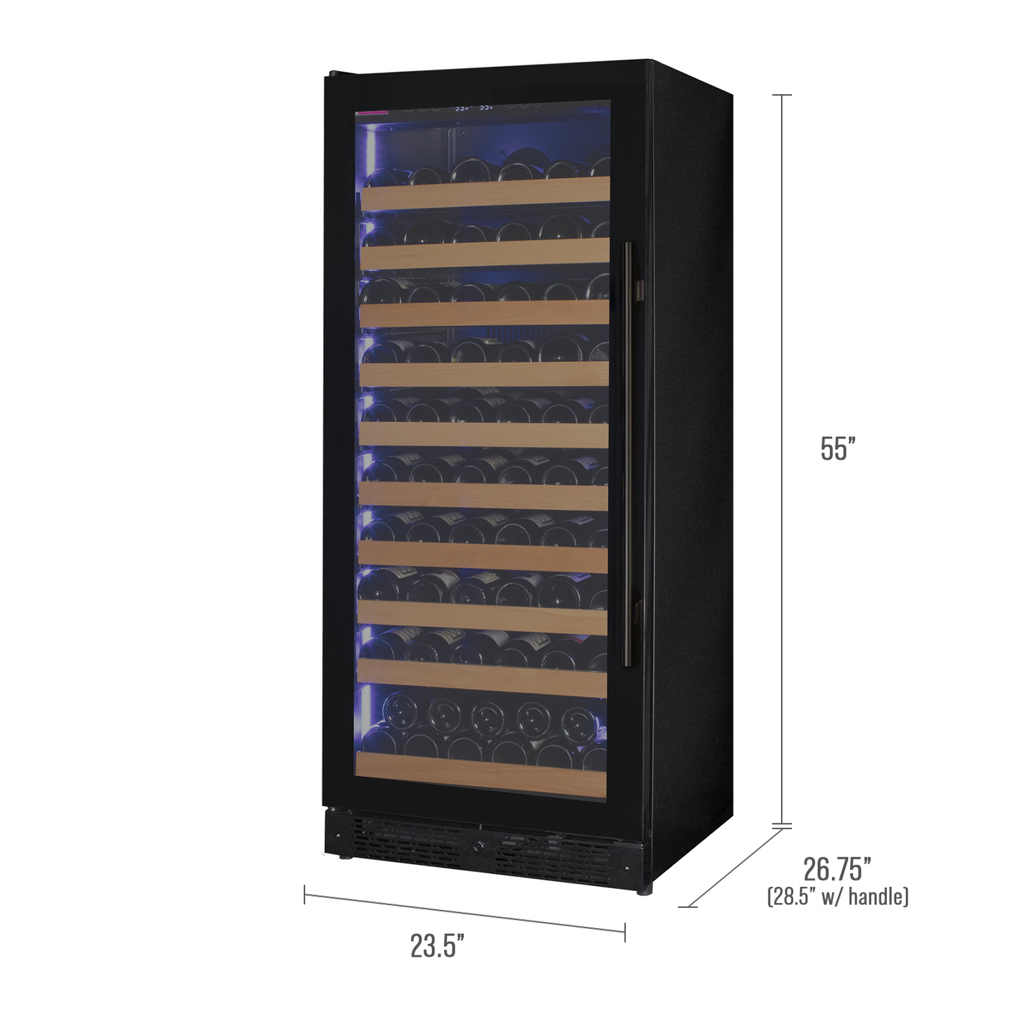 Allavino Reserva Series 119 Bottle 55" Tall Single Zone Left Hinge Black Glass Wine Refrigerator