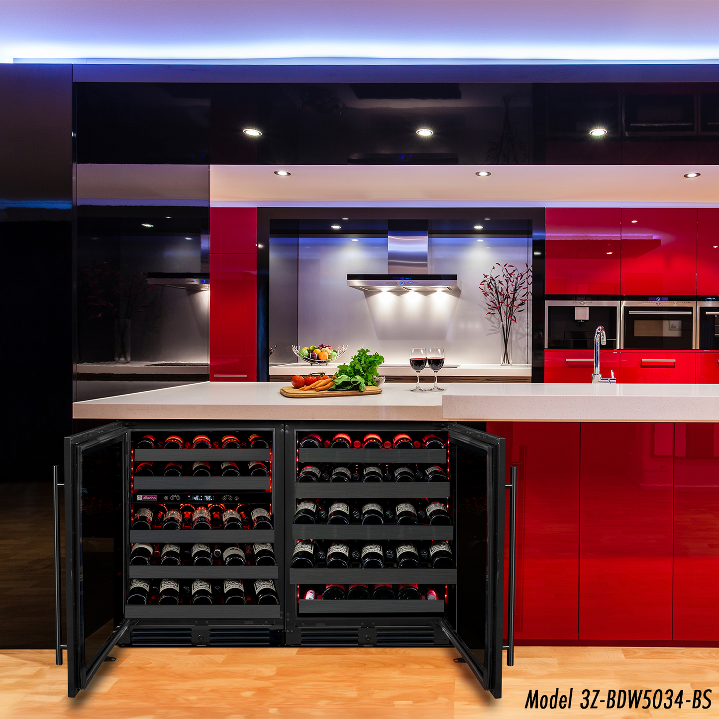 Allavino Reserva Series 50 Bottle Single Zone Built-in  Luxury Wine Refrigerator with Black Stainless Steel Door- Left Hinge
