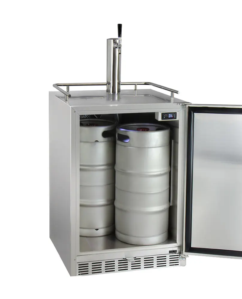 Kegco 24" Wide Single Tap All Stainless Steel Outdoor Built-In Right Hinge Kegerator with Kit