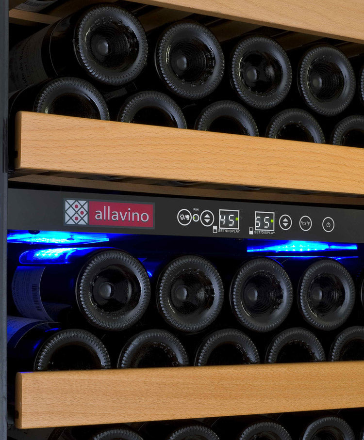 Allavino Vite Series 99 Bottle Dual  Zone Freestanding Wine Cooler Refrigerator with Stainless Steel Door Right Hinge