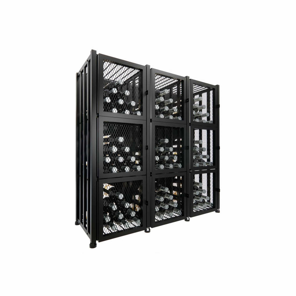 Case & Crate Locker Short with Extensions Wine Bottle Storage Kit - Matte Black Finish (V 2.0) *Includes back