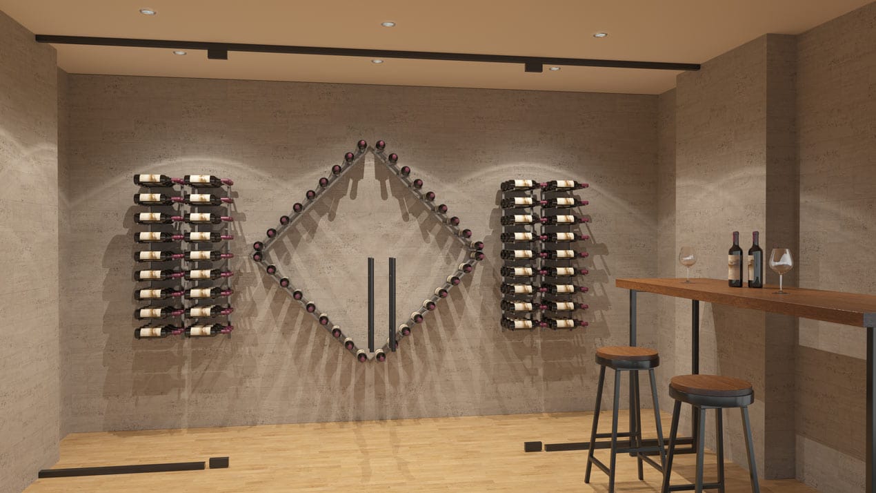 Vino Rails Flex 45 (wall mounted metal wine rack system)