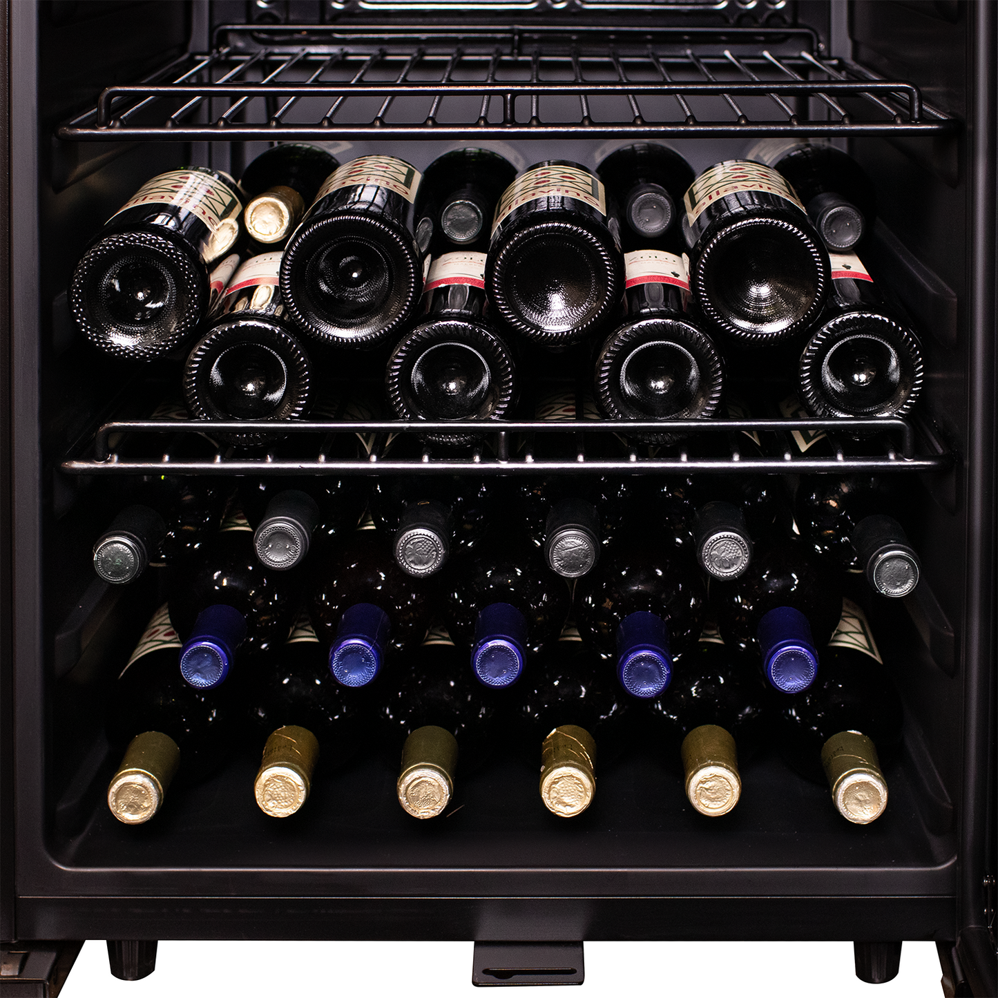 Allavino Contemporary 102 Bottle Single Zone Freestanding Wine Refrigerator with Black Glass Door