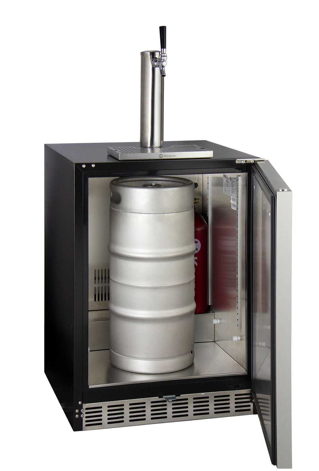 Kegco 24" Wide Single Tap Stainless Steel Built-In Right Hinge ADA Kegerator with Kit