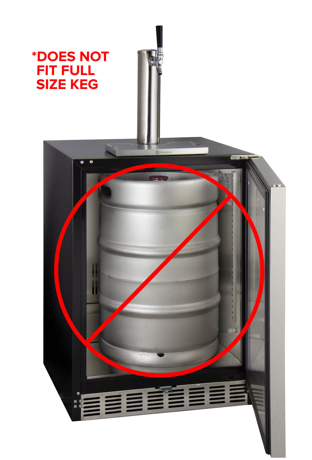 Kegco 24" Wide Single Tap Stainless Steel Built-In Right Hinge ADA Kegerator with Kit