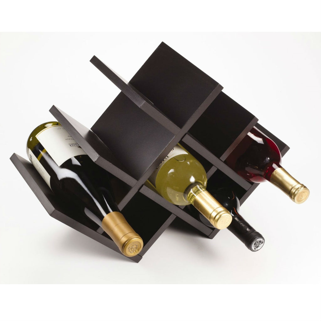 8-Bottle Mariposa Wine Rack Modern Design Dark Brown Finish