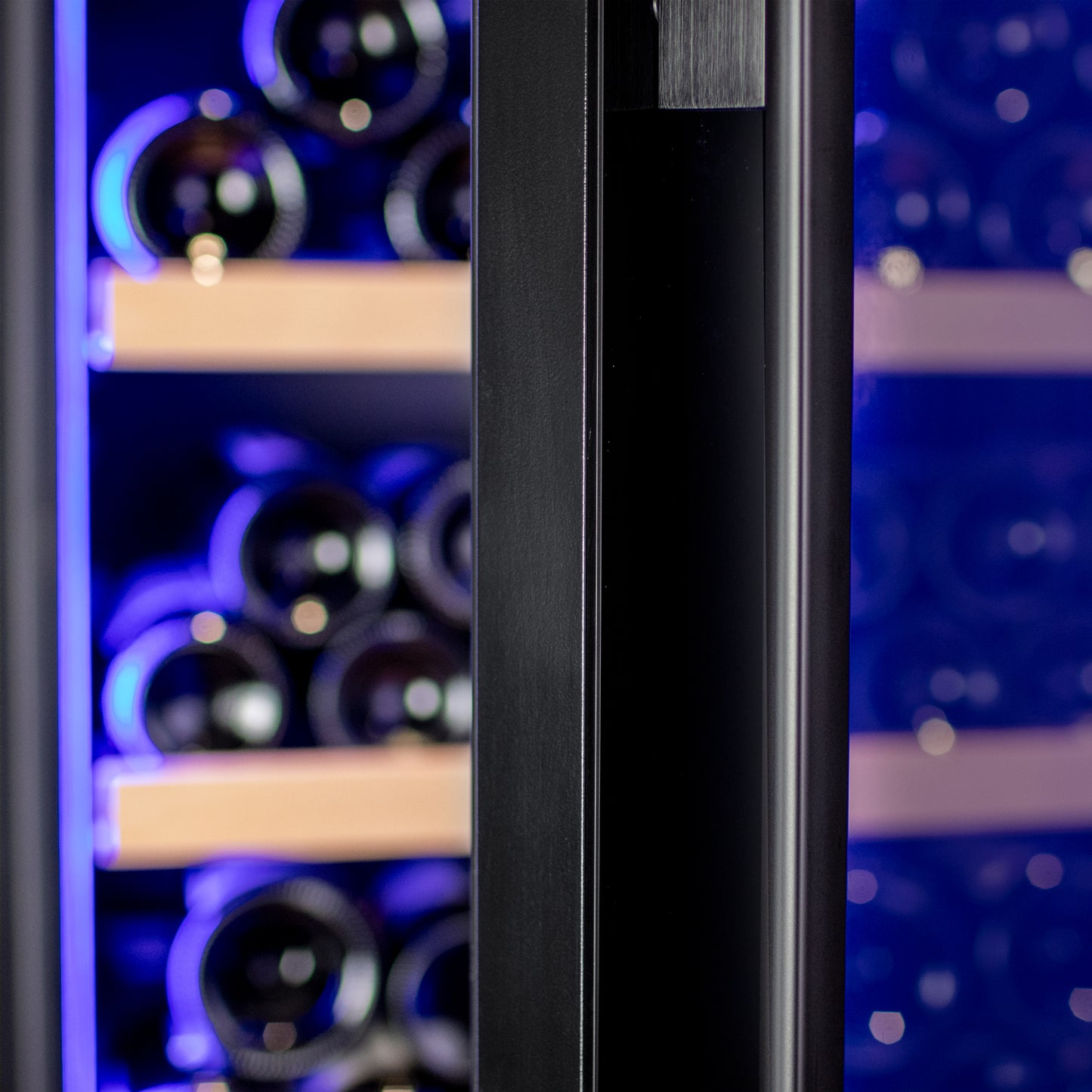 Allavino 248 Bottle Single Zone Freestanding Wine Refrigerator with Display Shelving and Black Glass Door - Left Hinge