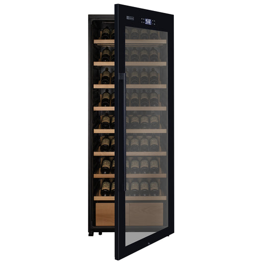 Allavino 248 Bottle Single Zone Freestanding Wine Refrigerator with Display Shelving and Black Glass Door - Right Hinge