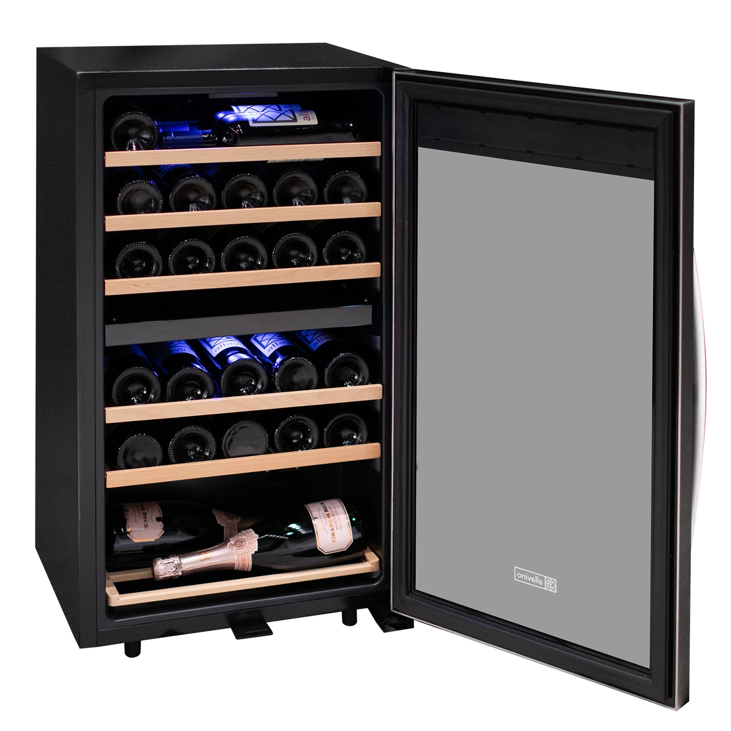 Allavino Cascina Series 28 Bottle Dual Zone Freestanding Wine Cooler Refrigerator with Stainless Steel Door