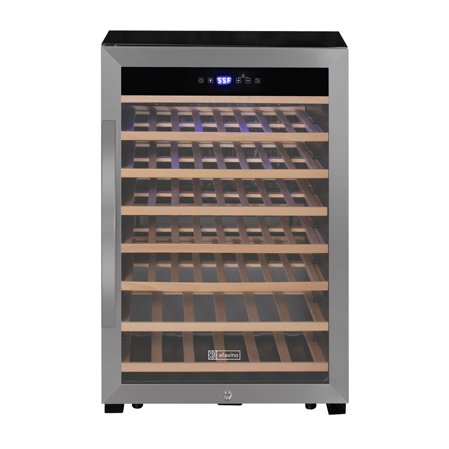 Allavino Cascina Series 55 Bottle Single Zone Freestanding Wine Refrigerator Cooler with Stainless Steel Door