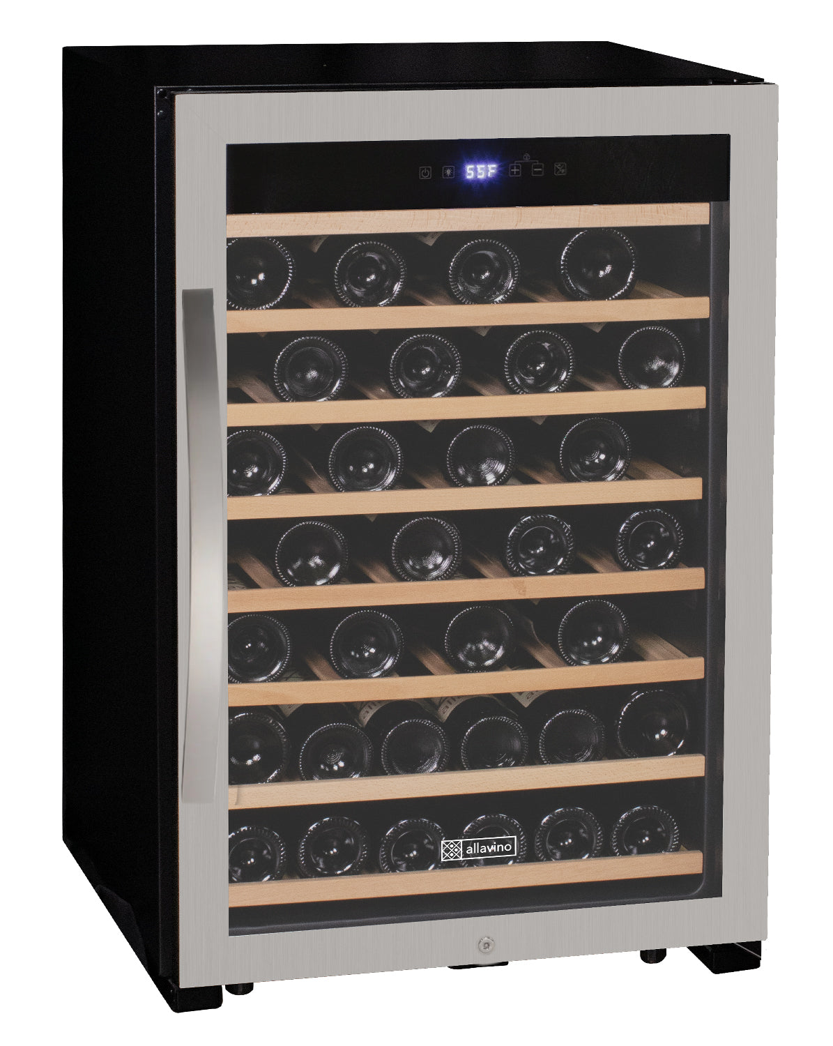 Allavino Cascina Series 55 Bottle Single Zone Freestanding Wine Refrigerator Cooler with Stainless Steel Door