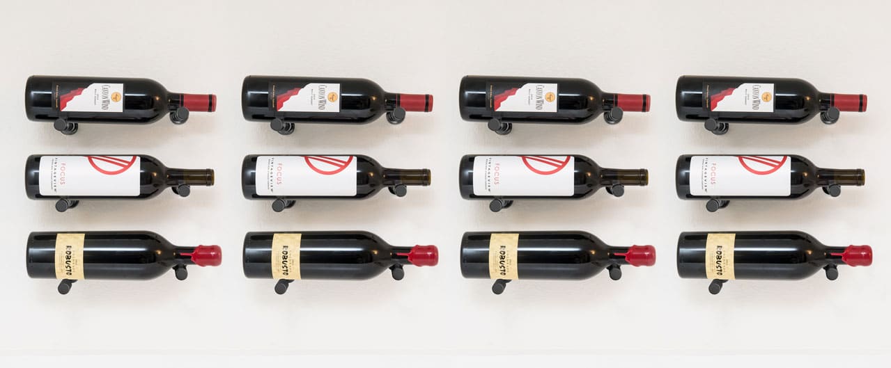 Vino Pins Designer Grid 4×3 (curated wall-mouted metal wine rack display)