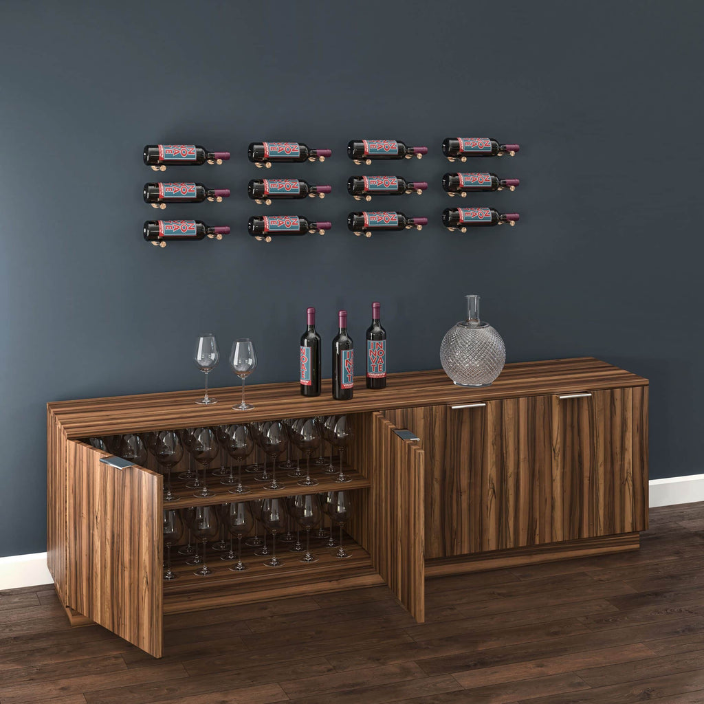 Vino Pins Designer Grid 4×3 (curated wall-mouted metal wine rack display)