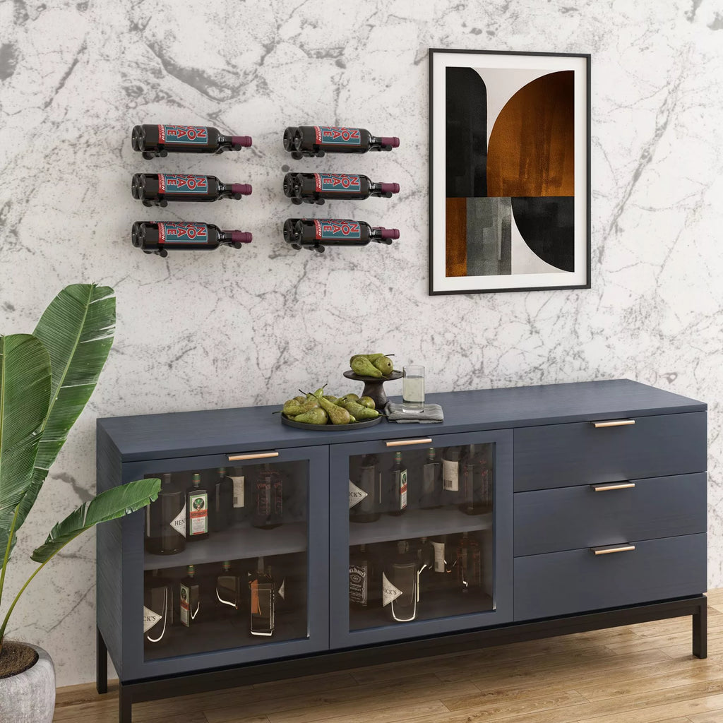 Vino Pins Designer Grid 3×2 (curated wall-mouted metal wine rack display)