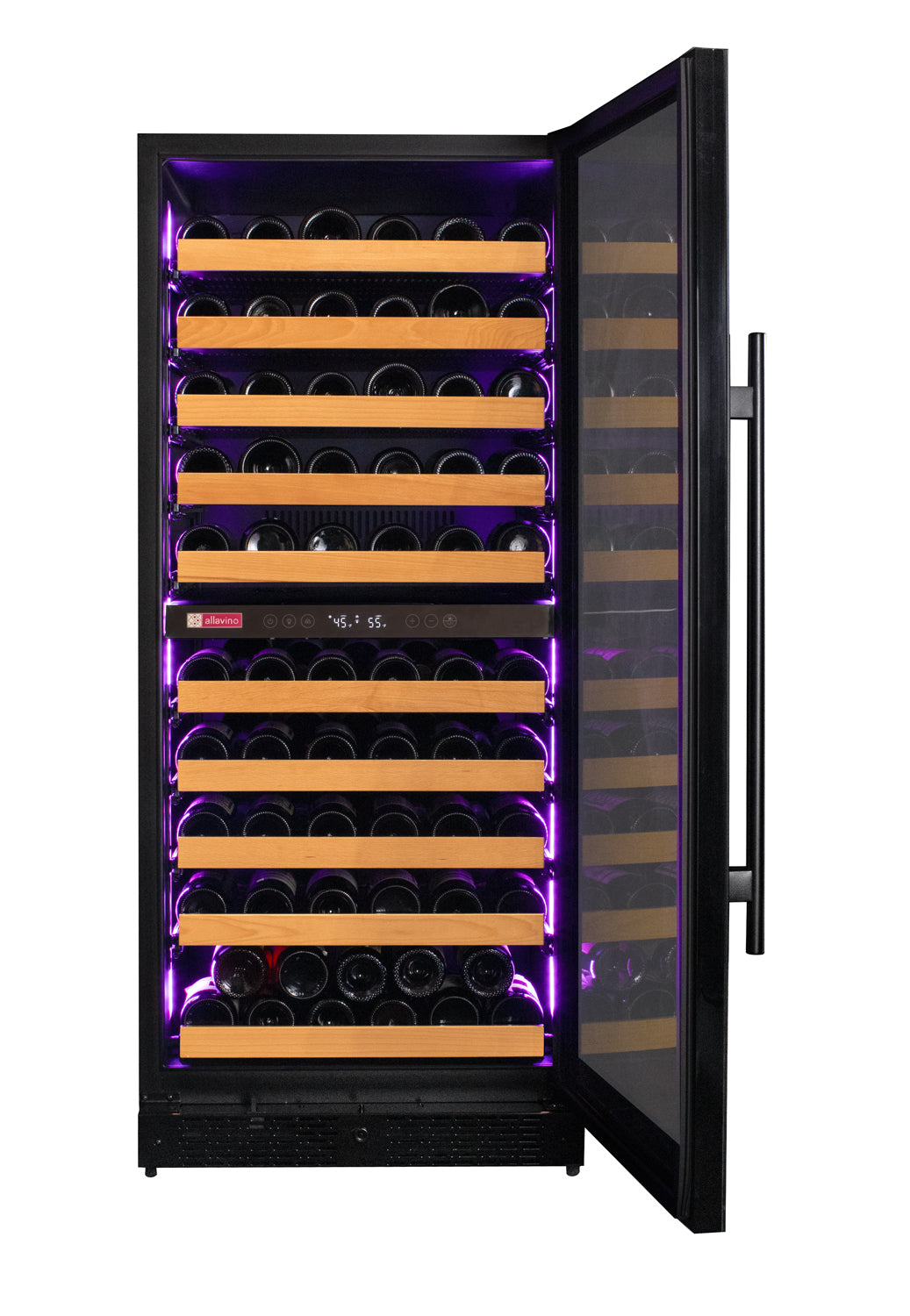 Allavino Reserva Series 119 Bottle 55" Tall Dual Zone Right Hinge Black Glass Wine Refrigerator