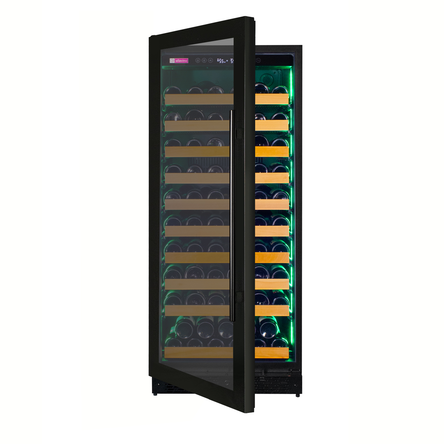 Allavino Reserva Series 119 Bottle 55" Tall Single Zone Left Hinge Black Glass Wine Refrigerator