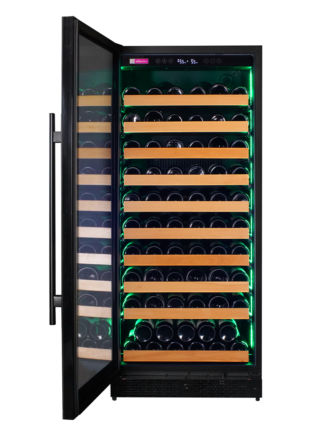 Allavino Reserva Series 119 Bottle 55" Tall Single Zone Left Hinge Black Glass Wine Refrigerator