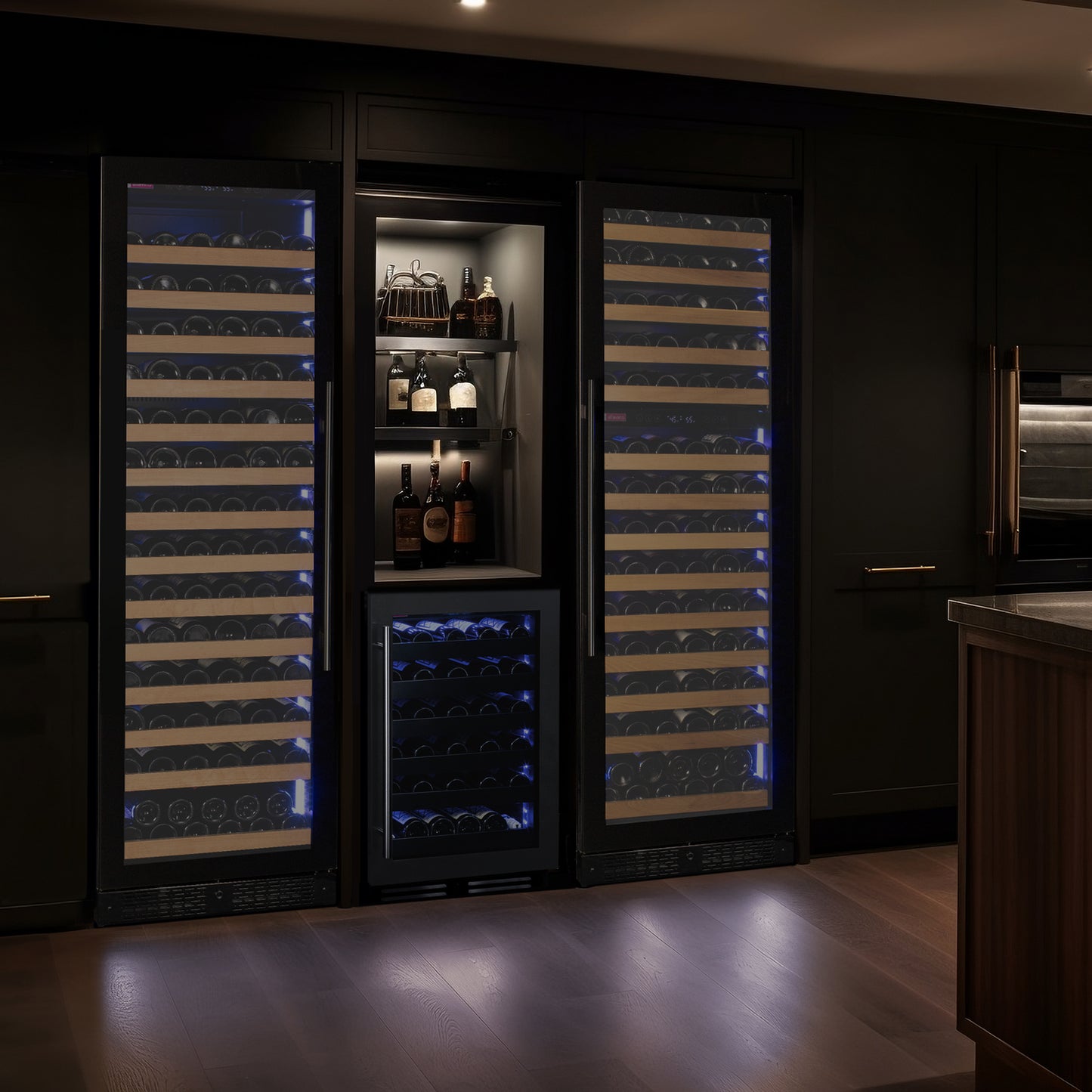Allavino Reserva Series 154 Bottle Dual Zone Wine Refrigerator Cooler with Right Hinge Black Glass Door