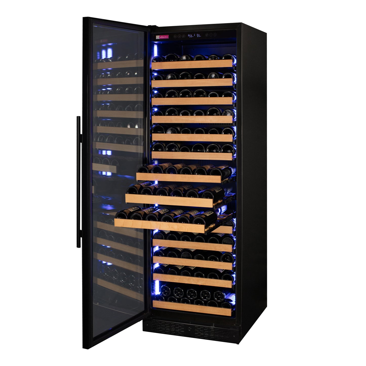 Allavino Reerva Series 163 Bottle 71" Tall Single Zone Left Hinge Black Glass Door Wine Refrigerator