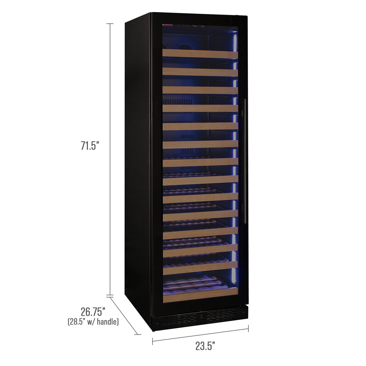 Allavino Reerva Series 163 Bottle 71" Tall Single Zone Left Hinge Black Glass Door Wine Refrigerator