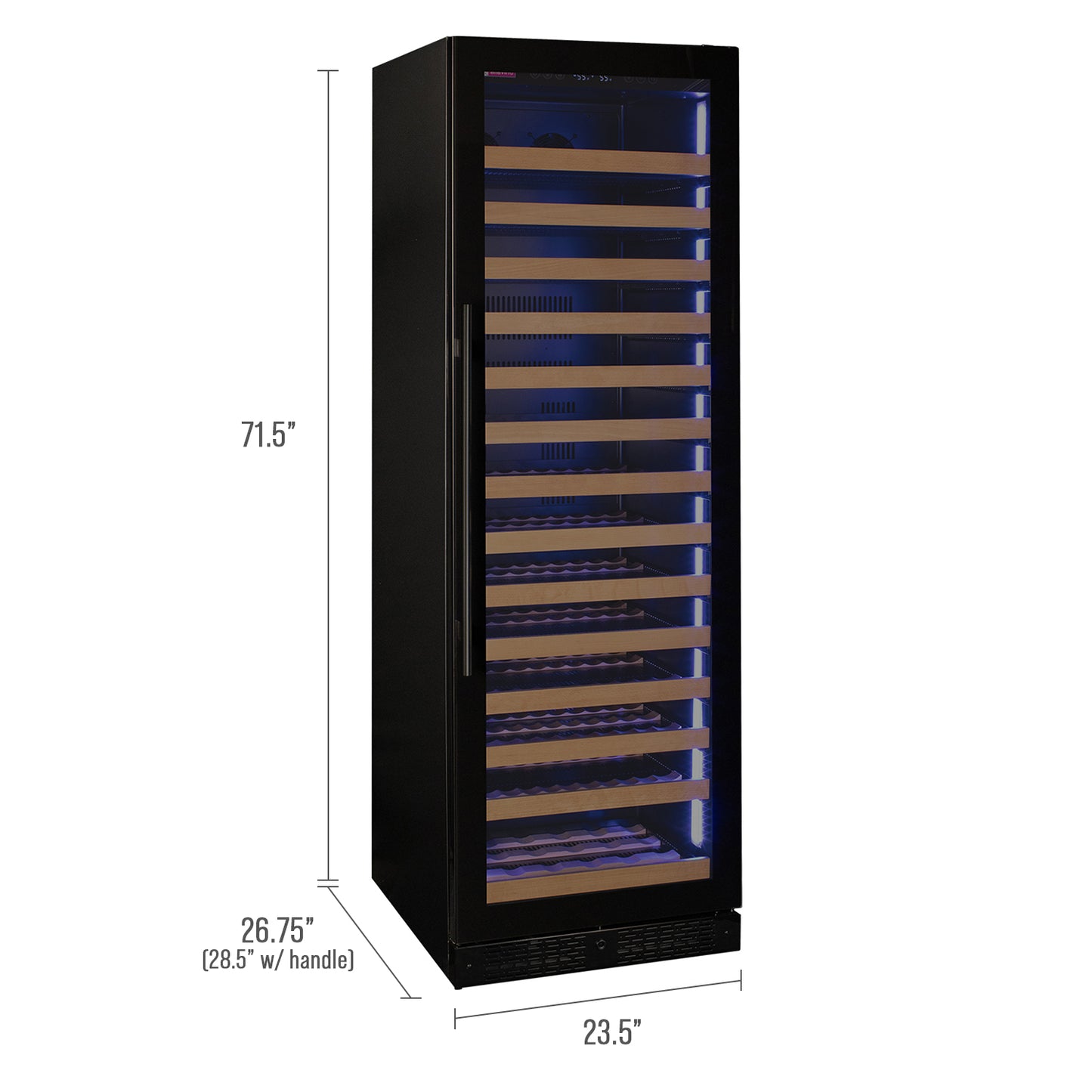 Allavino Reerva Series 163 Bottle 71" Tall Single Zone Right Hinge Black Glass Door Wine Refrigerator