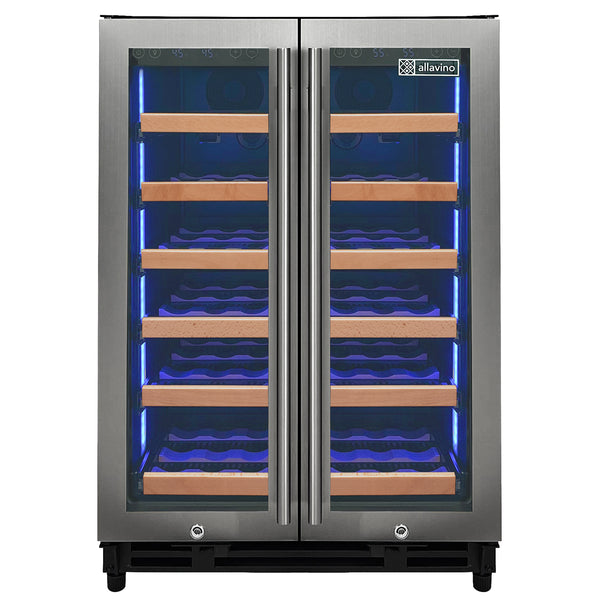 Allavino Reserva Series 36 Bottle Dual Zone Wine Refrigerator with Stainless Steel French Doors