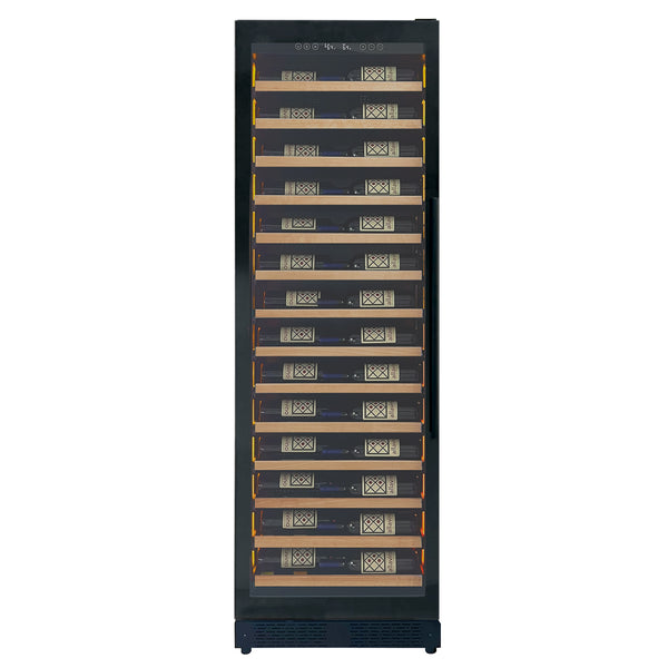 Allavino Reserva Series 67 bottle 71 Tall Single Zone Left Hinge Black Shallow Wine Refrigerator with Wood Front Shelves