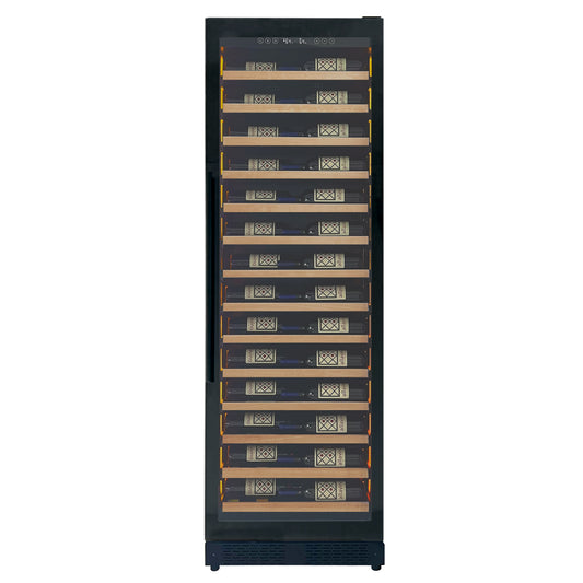 Allavino Reserva Series 67 bottle 71" Tall Single Zone Right Hinge Black Shallow Wine Refrigerator with Wood Front Shelves