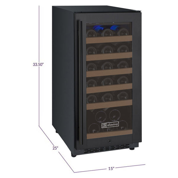 Allavino 15 Wide FlexCount II Tru-Vino 30 Bottle Single Zone Black Wine Refrigerator