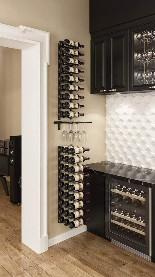 W Series Wall Mounted Metal Wine and Glass Storage