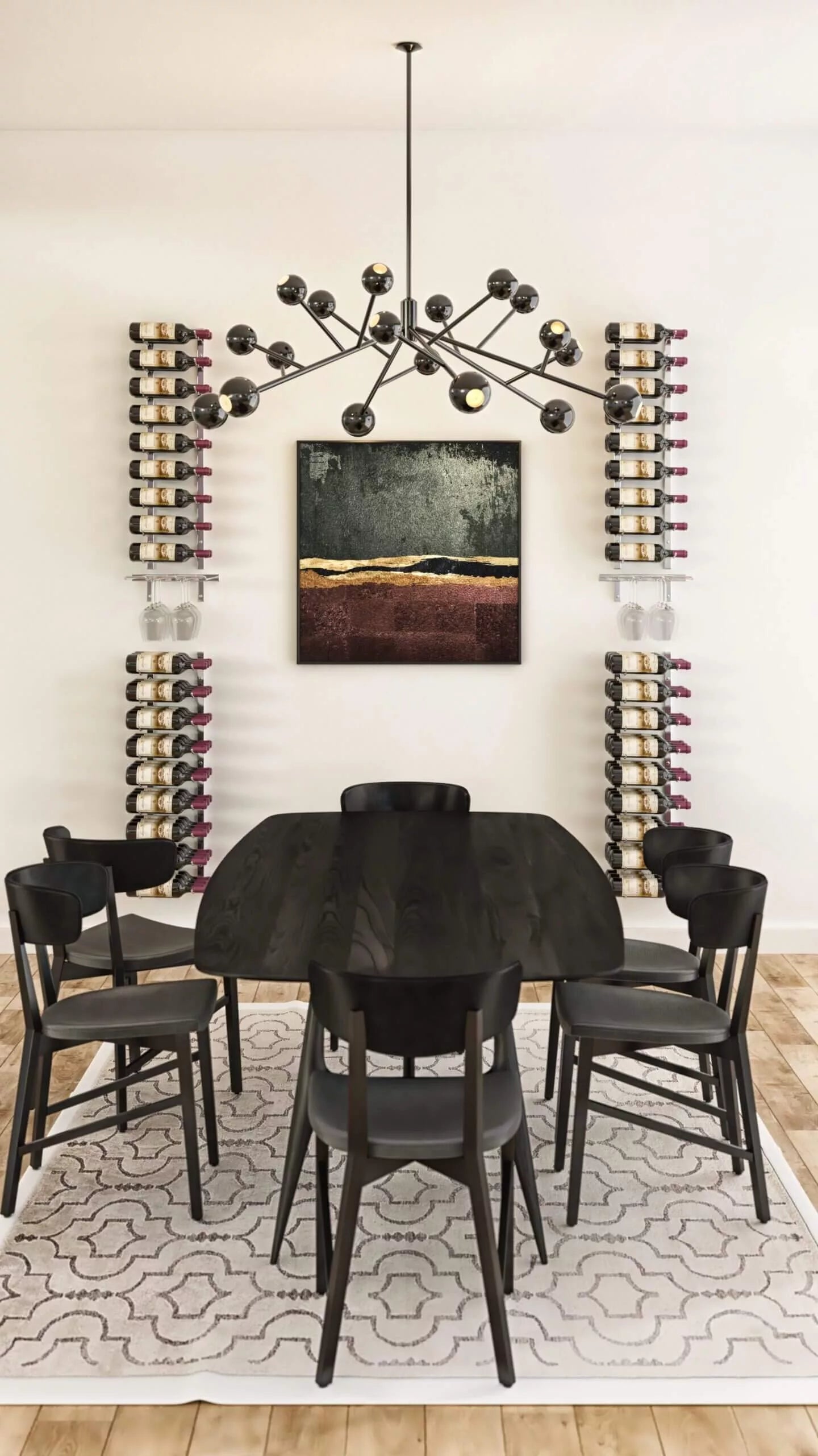 W Series Wall Mounted Metal Wine and Glass Storage