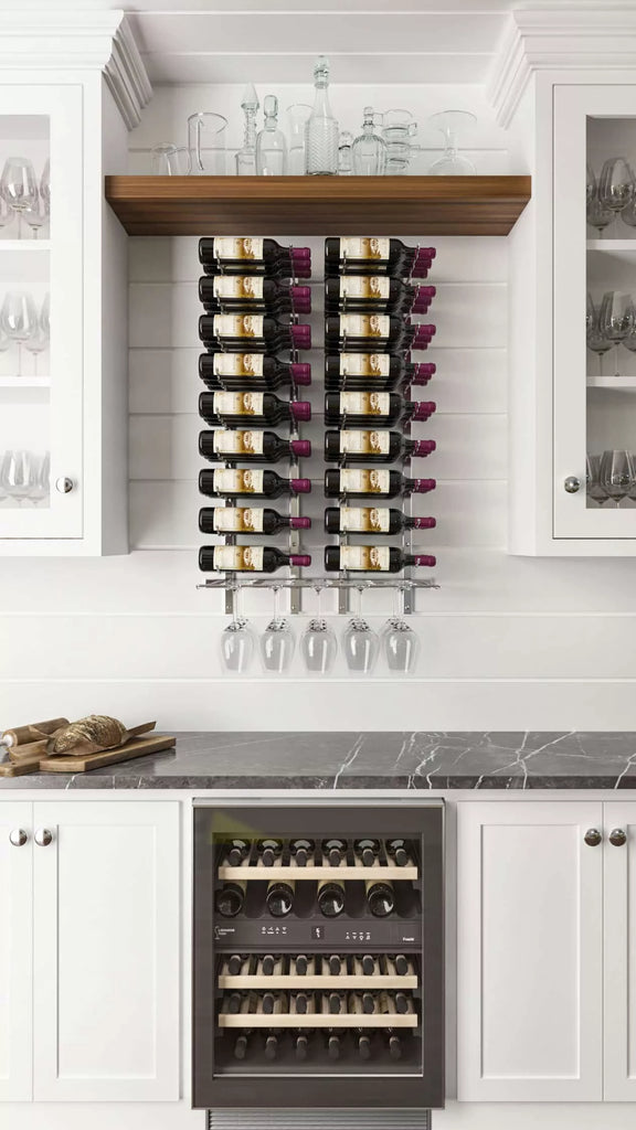 W Series Stemware Rack - Wall Mounted Metal Wine Glass Storage