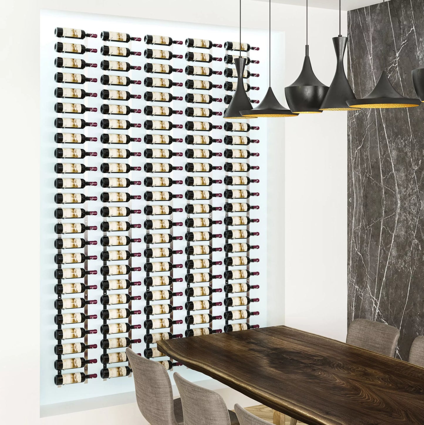 W Series 8 Modern Wall Mounted Metal Wine Bottle Storage Rack