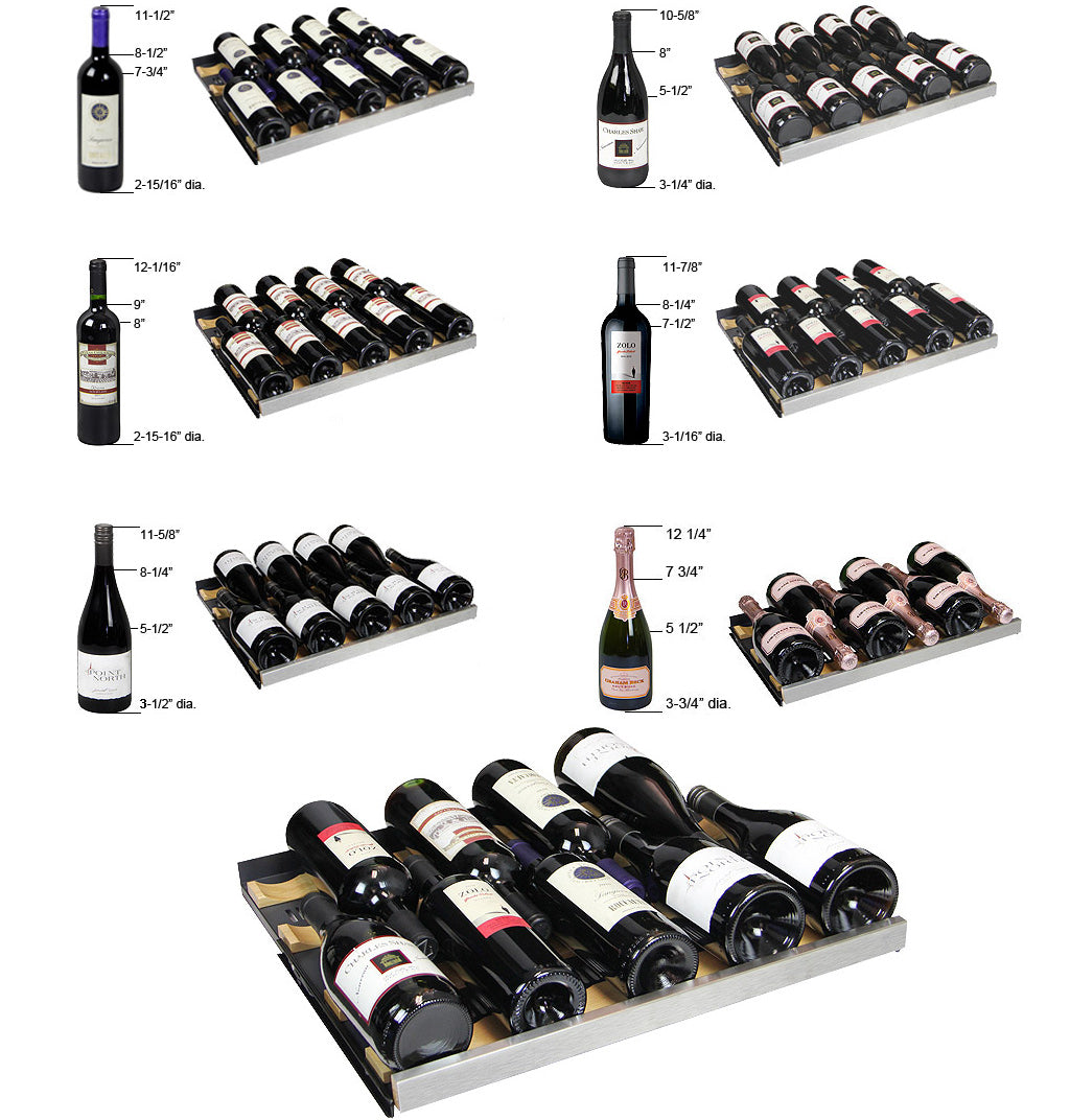 Allavino FlexCount Series 56 Bottle Single Zone Built -in Wine Cooler Refrigerator with Stainless Steel Door-Right Hinge