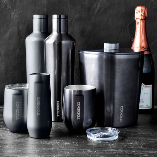 Corkcicle Insulated 25-Oz. Beverage Canteen & Stemless Wine Glass Set - Gunmetal