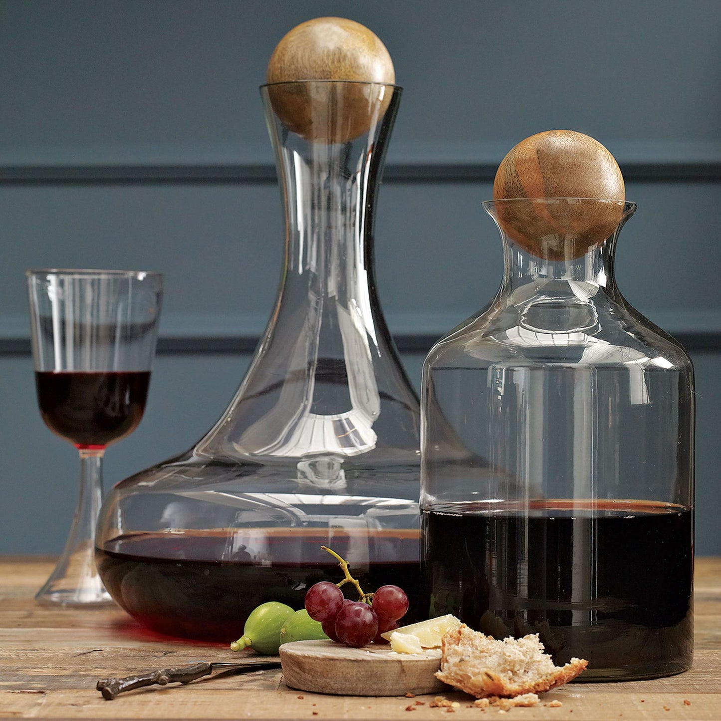 Glass Decanter with Wood Stopper - Whiskey Bottle