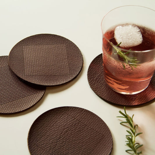 Molly M Within Leather Coasters Set of 4 - Bordeaux