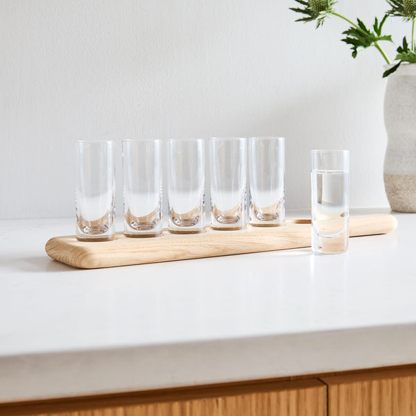 Paddle & Shot Glasses Set ( Set of 6) - Clear