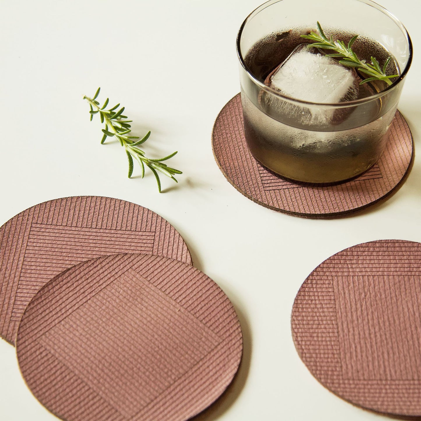 Molly M Within Leather Coasters Set of 4 - Guava