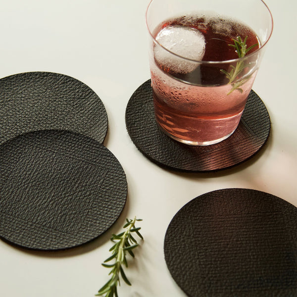 Molly M Within Leather Coasters Set of 4 - Black