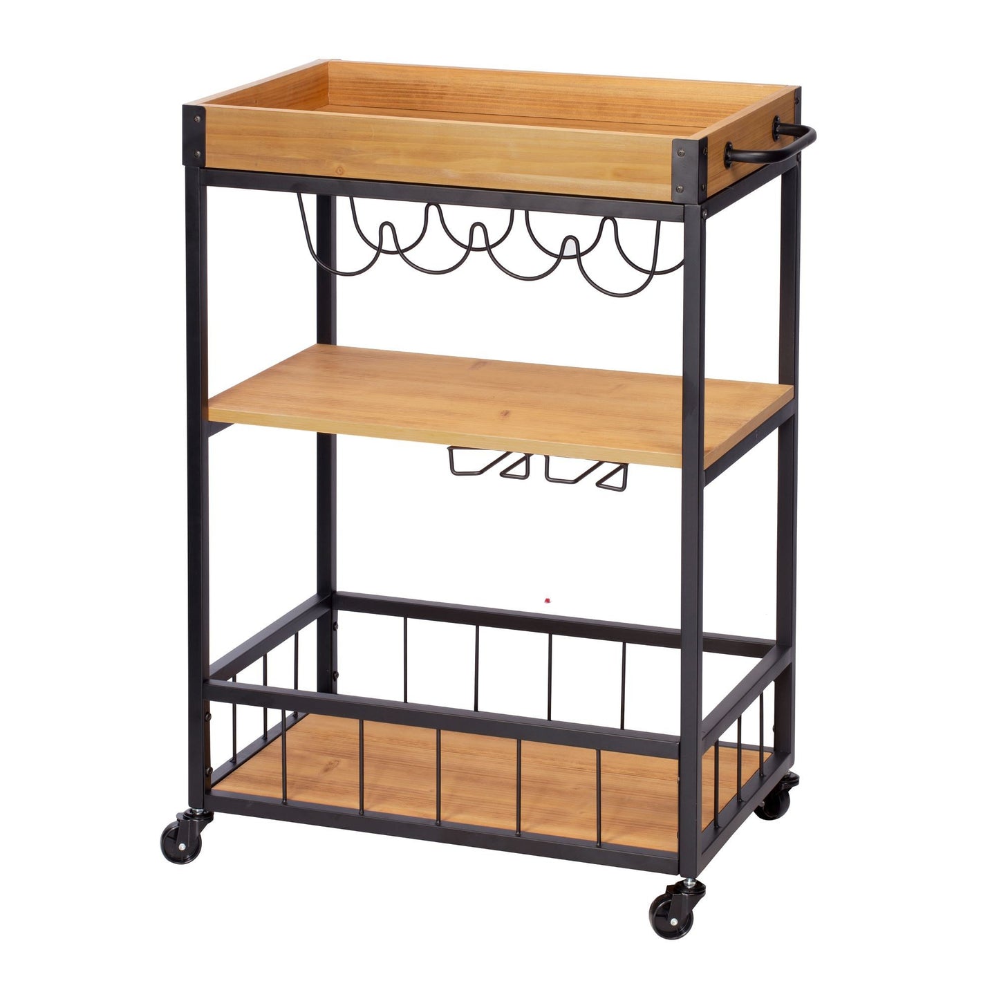Industrial Rolling Bar Cart with Removable ServiceTray