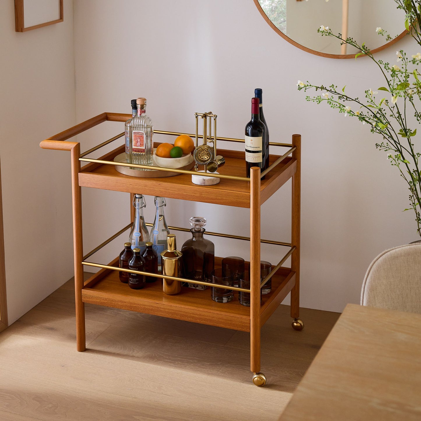 Mid-Century Bar Cart (32")